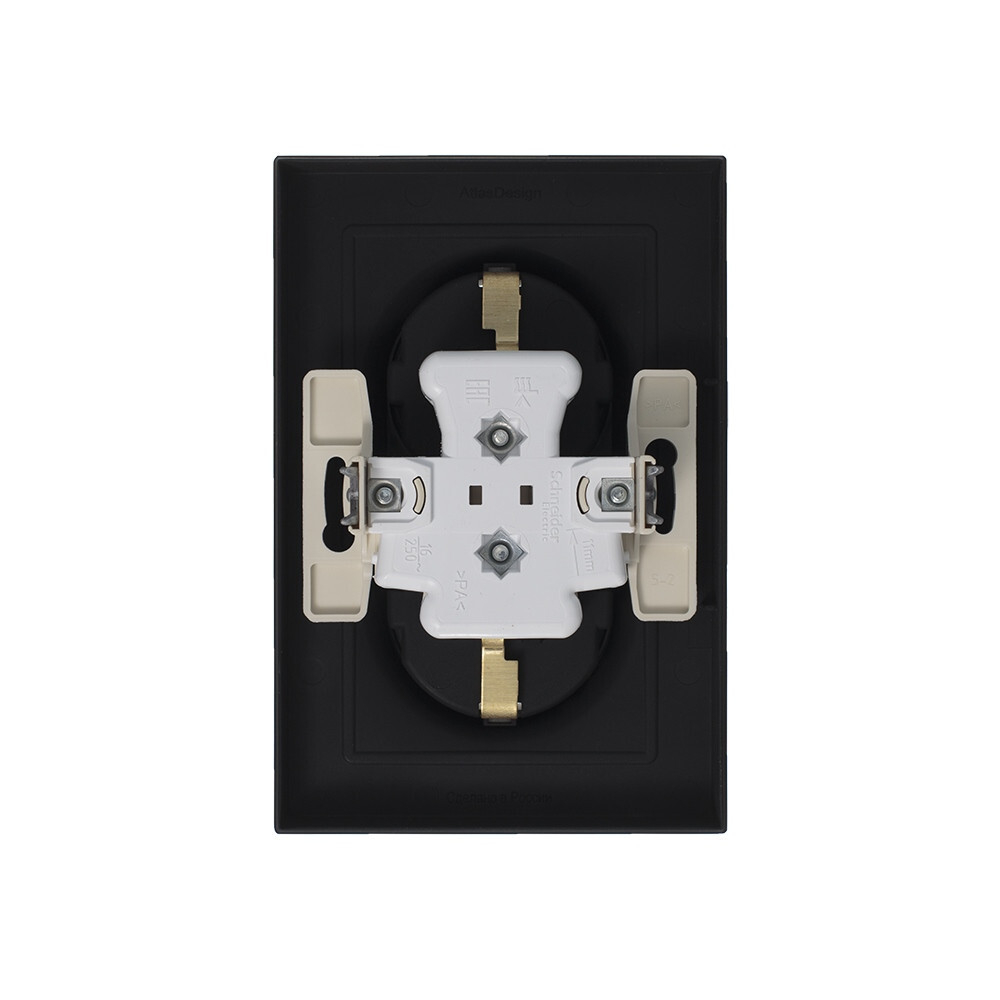 Systeme Electric AtlasDesign Карбон Розетка с/з двойная, 16А, в сборе