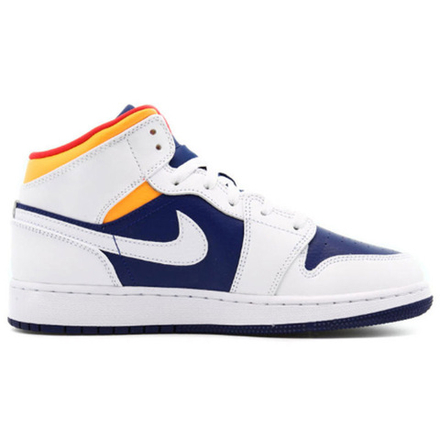 Кроссовки Air Jordan 1 Mid GS White Deep Royal Blue