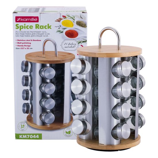 Набор ёмкостей для специй 16 шт. Kamille КМ-7044 на круглой подставке