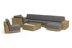 "Капри" трансформирующаяся лаунж-зона из искусственного ротанга, цвет соломенный