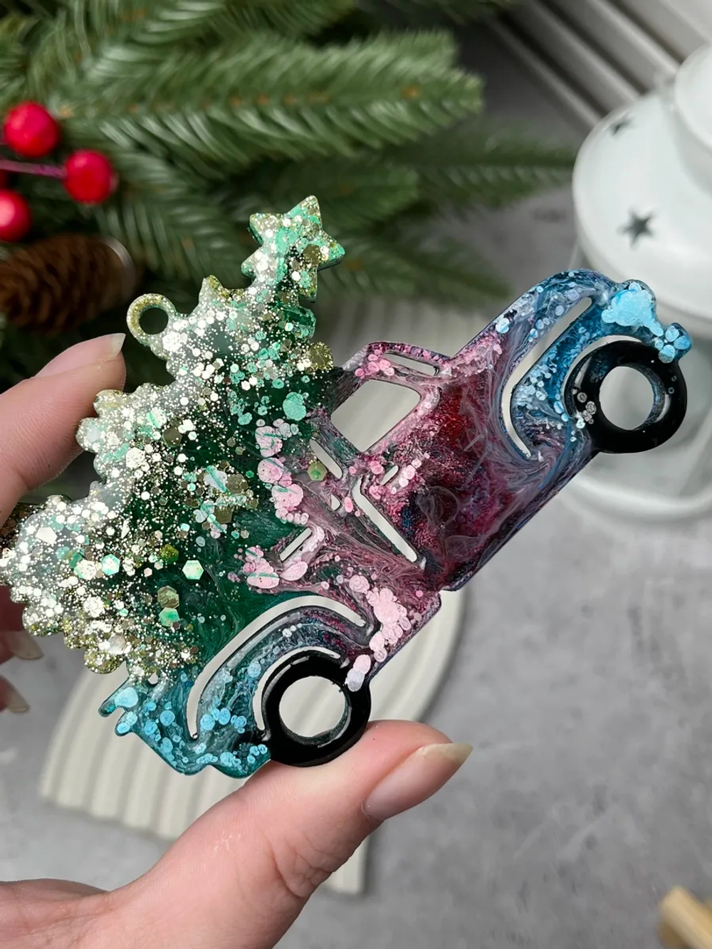 Новогодняя игрушка Машинка с Елкой