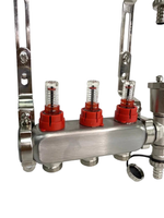 Коллекторная группа с расходомерами САРМАТ 1"х3/4" 12 вых. нержавейка (CN)