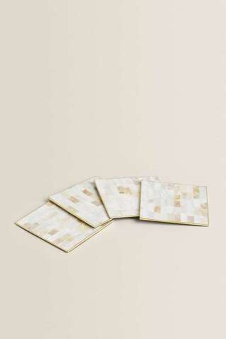 ZARA HOME ПОДСТАВКИ ИЗ ПЕРЛАМУТРА (УПАКОВКА ПО 4 ШТУКИ, ЗОЛОТИСТЫЙ