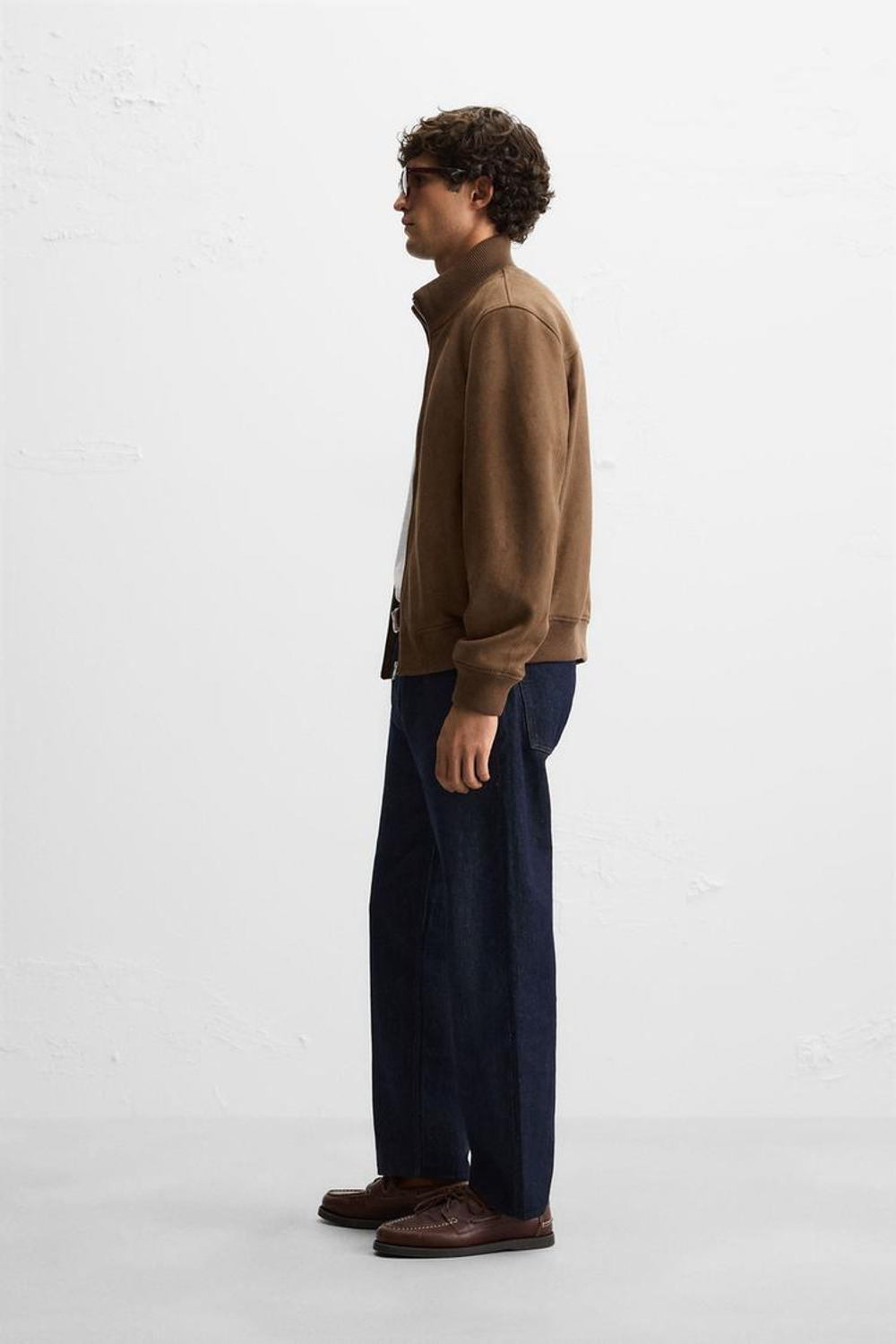 ZARA КУРТКА ИЗ ИСКУССТВЕННОЙ ЗАМШИ СВОБОДНОГО КРОЯ, КОНЬЯЧНЫЙ