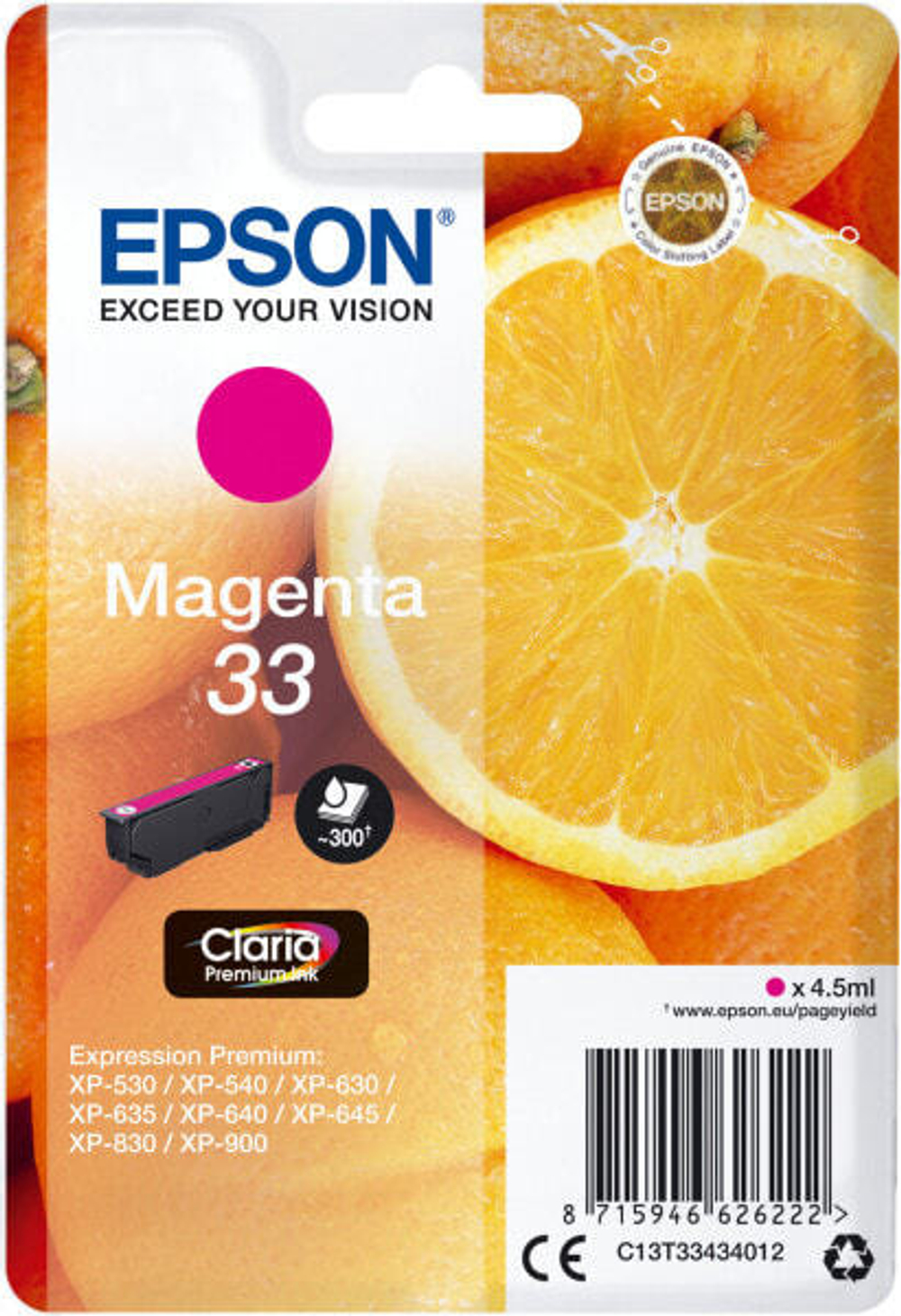 Картридж струйный пурпурный 1 шт Epson C13T33434022