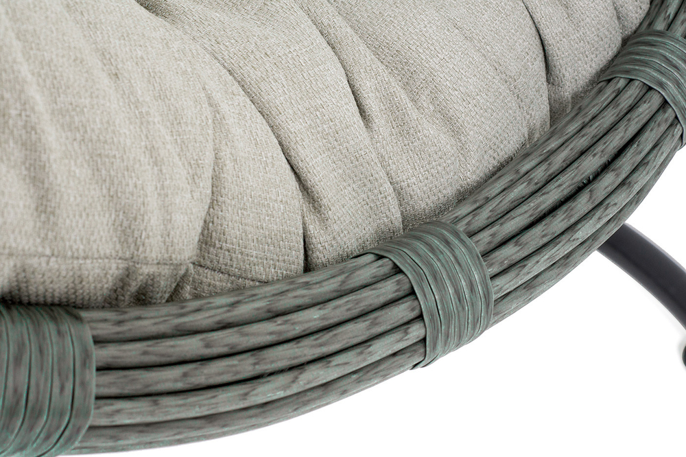 "Венеция" подвесное кресло-кокон из искусственного ротанга, цвет серый с бежевой подушкой