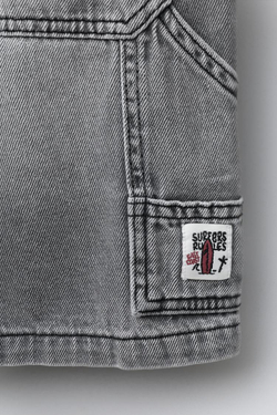 ZARA ДЖИНСОВЫЕ ШОРТЫ BAGGY CARPENTER, СЕРЫЙ