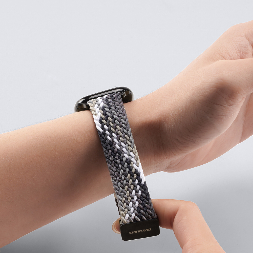 Эластичный ремешок черно-белого цвета (Smoke Gradient) для смарт часов Apple Watch размером 42, 44, 45, 46, 49MM, серия Mixture Ultra Series от Dux Ducis