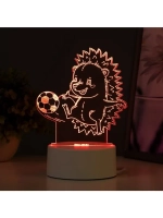 Светильник 3D ночник RISALUX «Ежик футболист», LED RGB, от с
