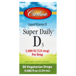 Carlson, Super Daily®, D3, 125 мкг (5000 МЕ), 2,54 мл (0,086 жидк. Унции)