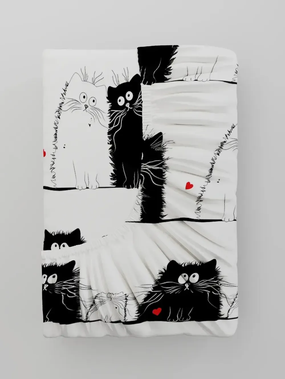 Постельное белье "Tomcat" семейное наволочки 50х70 2шт Простынь на резинке 160х200 см Пододеяльник 145х215 см(2шт) Сказка сатин