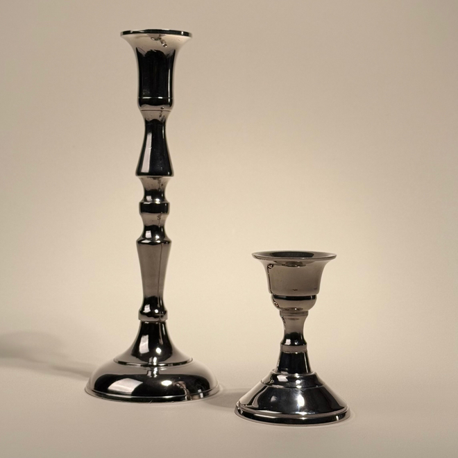 Подсвечник металл, 20*7см, серебряный