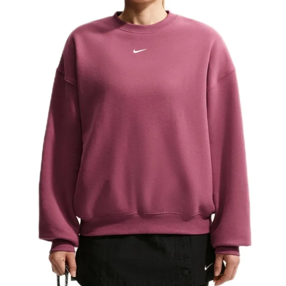 Женская Кофта теннисная Nike Studio Fleece Medium Weight Oversized Crew - pink smoke/sail