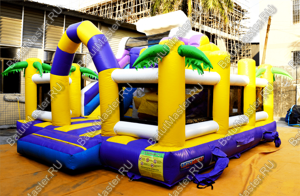 Коммерческий батут "Белый клык" с не механизированной головой, размер 6*6*4 м