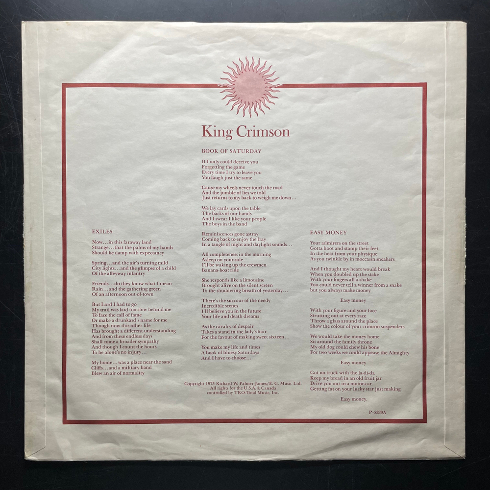 King Crimson - Larks' Tongues In Aspic (Япония 1973г.)