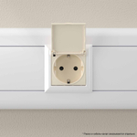 Розетка с крышкой модульная, 2P+E, с з/ш, "Avanti", "Ванильная дымка", 2 модуля