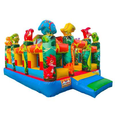 Коммерческий надувной батут «Весёлые динозаврики» с горкой, 5*4*2,8 м