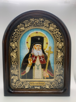 Дивеевская икона с рукописным ликом из бисера Свт. Лука Войно-Ясенецкий