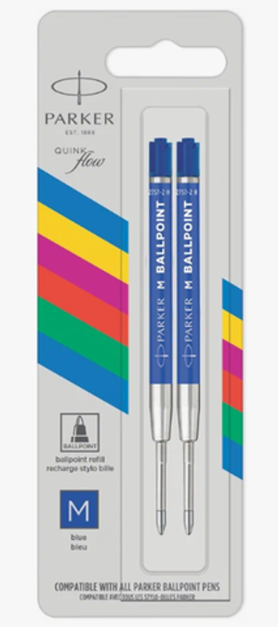 Стержень шариковый объемный Parker синий, 2шт., блистер