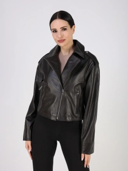 Кожаная куртка демисезонная косуха оверсайз
