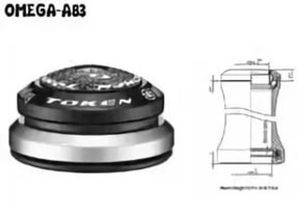 Рулевая колонка TOKEN OMEGA-A83R под штырь 1-1/8" в раму 1,5" - 1-1/8", чёрная, интегрированная, п