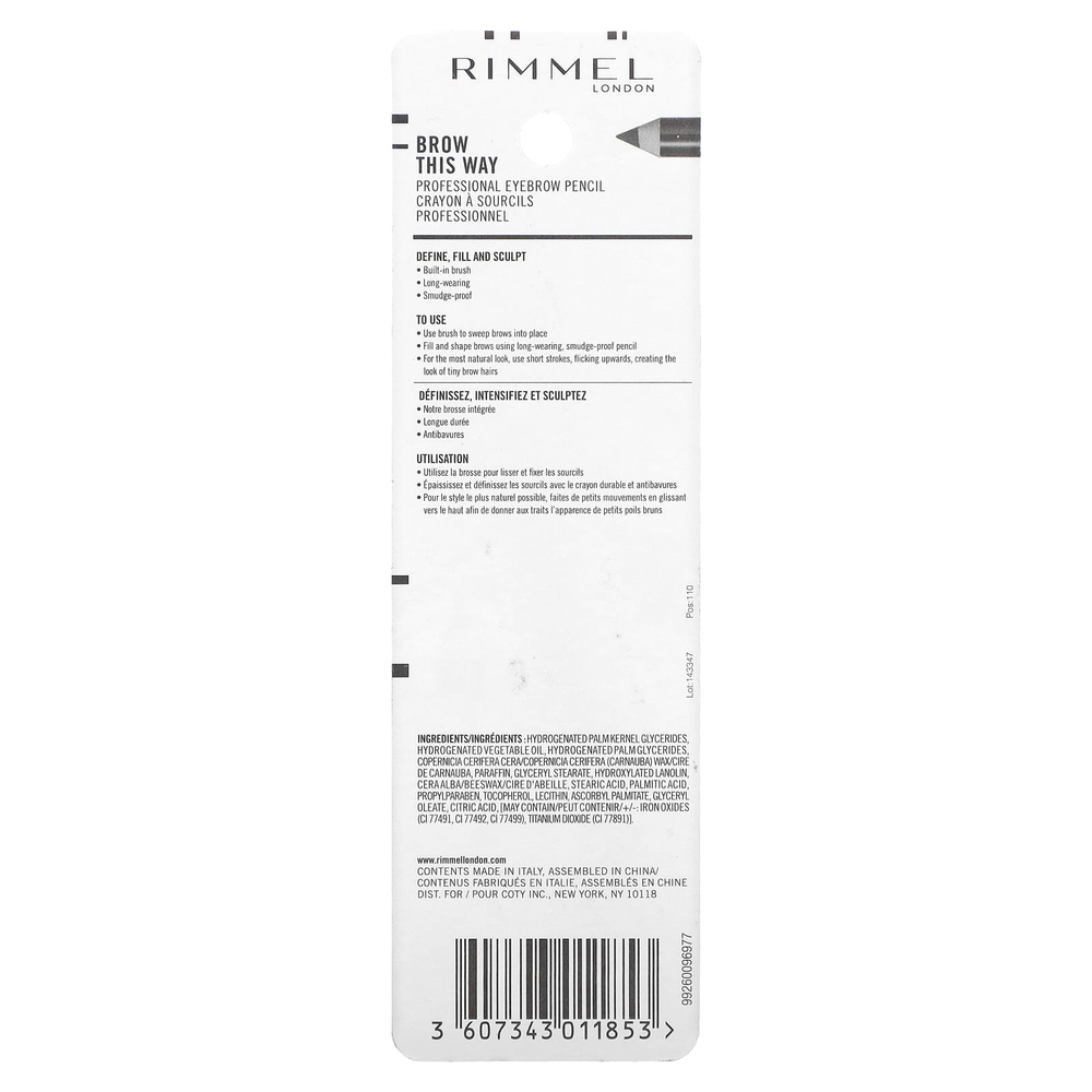 Rimmel London, Профессиональный карандаш для бровей, 002 светло-коричневый, 1,4 г