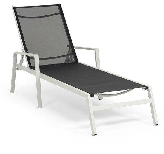 "Парма" шезлонг, каркас алюминий светло-серый (RAL7035) муар, ткань текстилен темно-серая