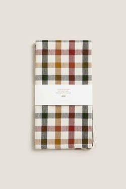 ZARA HOME ЦВЕТНОЕ КЛЕТЧАТОЕ КУХОННОЕ ПОЛОТЕНЦЕ (НАБОР ИЗ 2 ШТ.), ЗЕЛЕНЫЙ