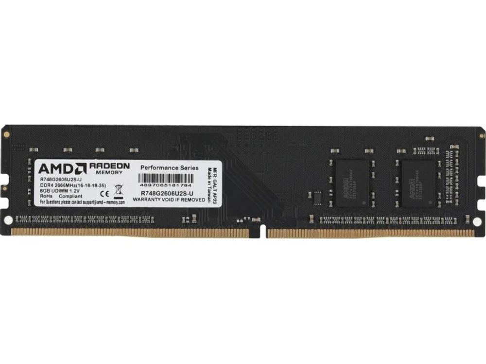 Оперативная память AMD Radeon R7 Performance R748G2606U2S-U, DDR4 1х 8ГБ 2666 МГц, DIMM, RTL