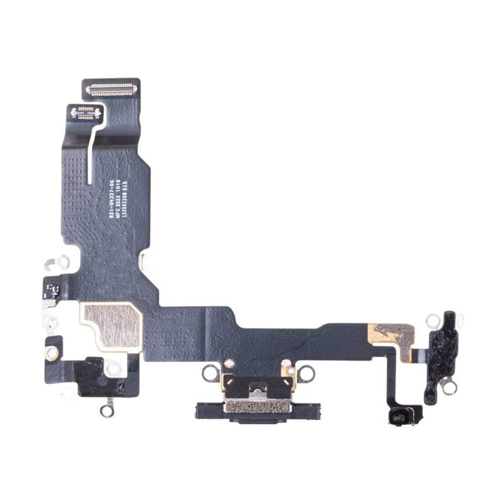 Шлейф для Apple iPhone 15 на системный разъем/микрофон Черный - Премиум