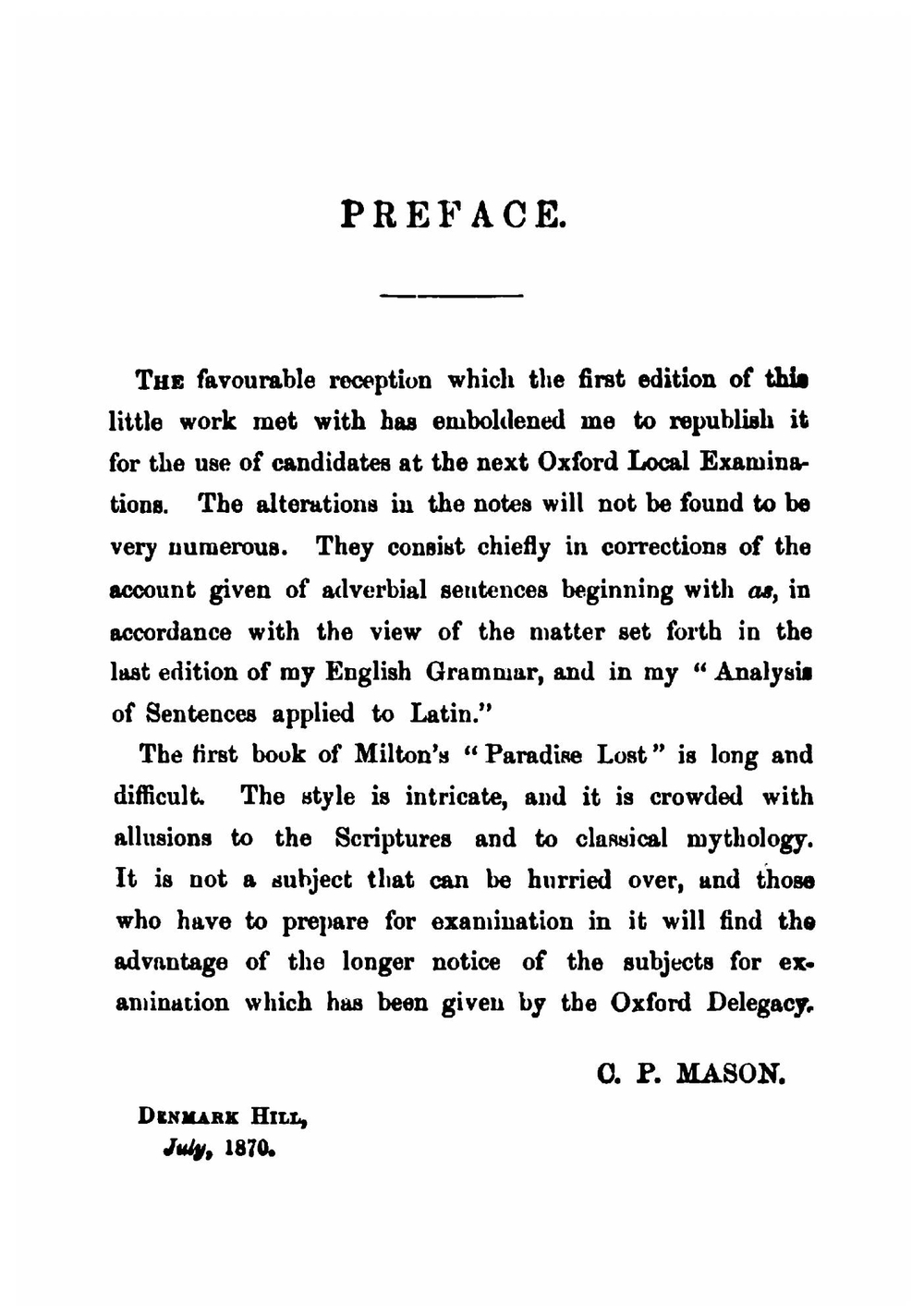 Books I. and II. of Milton's Paradise lost. with notes on the analysis, and on the scriptural and classical illusions, a glossary of difficult words and a life of Milton | John Milton
