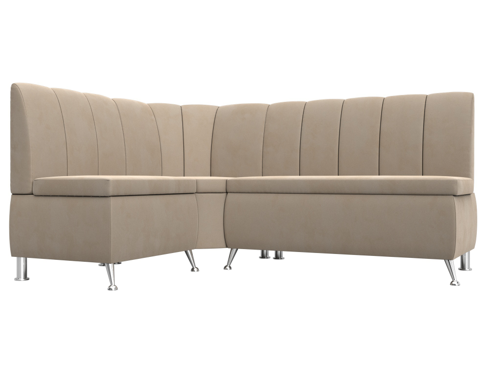 Диван кухонный угловой Кантри левый угол, Бежевый, Велюр, 106843L