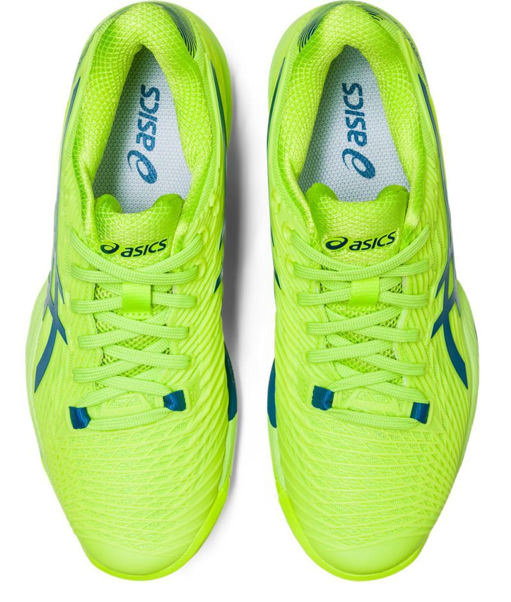 Женские теннисные кроссовки Asics Solution Speed FF 2 - hazard green/reborn blue