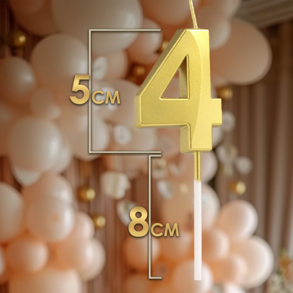 Свеча в торт на шпажке «Грань», цифра &quot;4&quot; ,золотая, 5 см