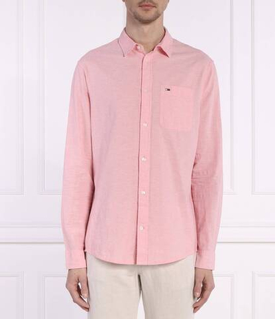 Льняная рубашка Tommy Jeans - розовый(DM0DM18962)