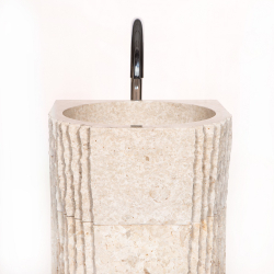 Раковина напольная из мрамора Pedestal Semi Marmo Cream MN-03220 (40*40*90 см)