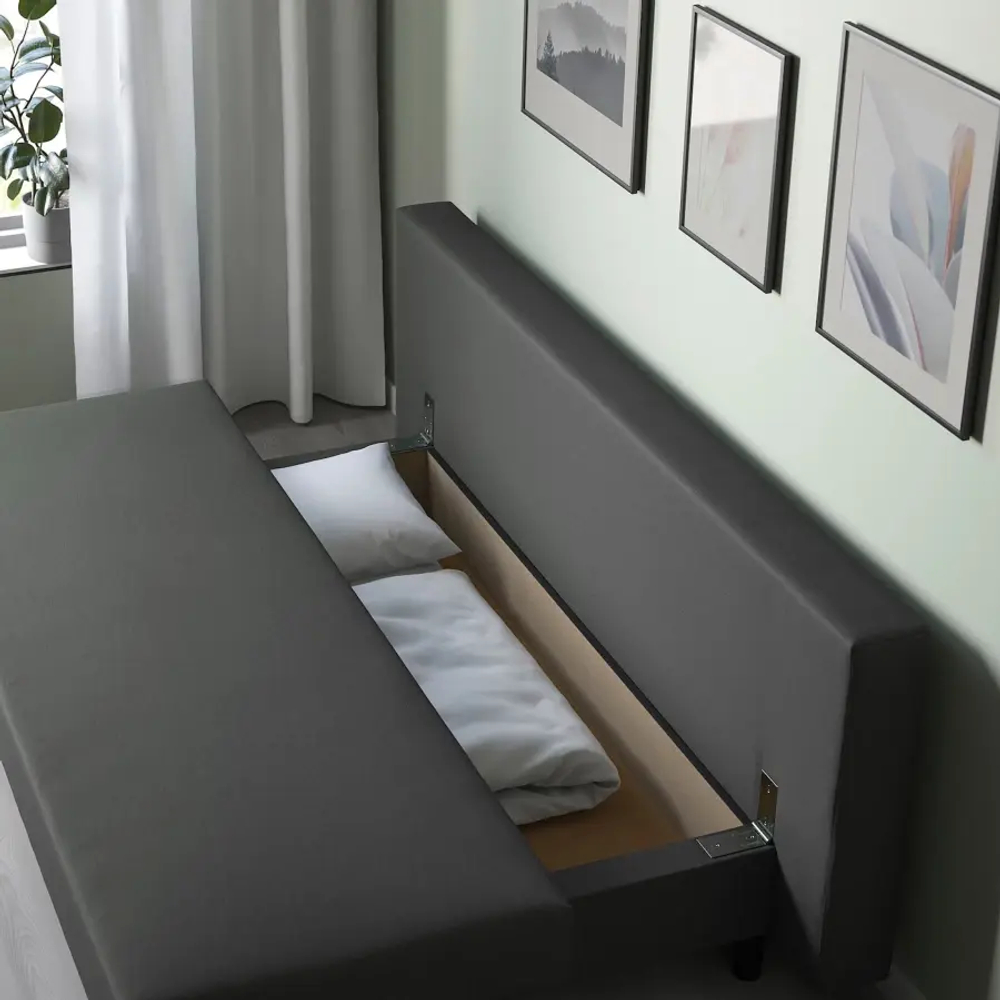 Диван-кровать 3-местный - IKEA ÄLVDALEN/ALVDALEN,  81x82x194см, черный, ЭЛЬВДАЛЕН ИКЕА