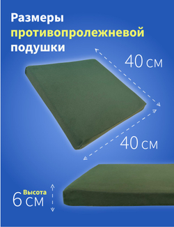 Подушка противопролежневая полиуретановая 40*40*6 см для сидения