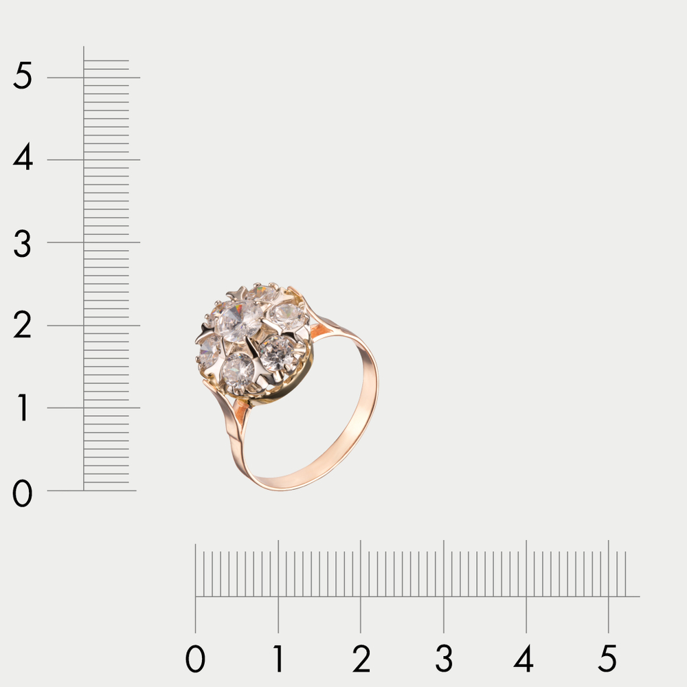 Кольцо женское из розового золота 585 пробы с фианитами (арт. К-019)