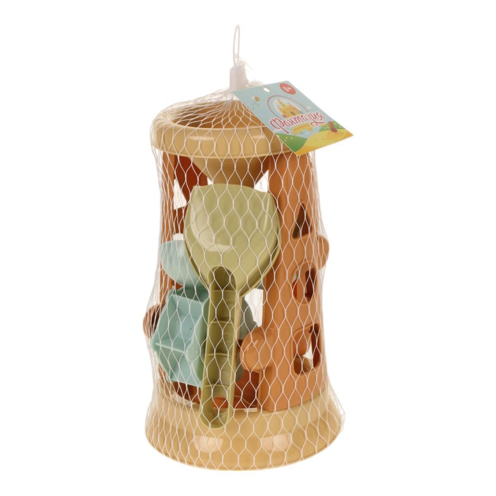 Набор для игры в песок с мельницей (5предм.) совок,грабли,форм,сет.315-7