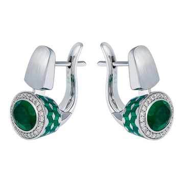 Серьги с Изумрудами и Бриллиантами, Эмаль, E0177-70/6