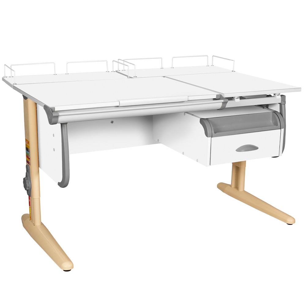 Растущая парта Дэми СУТ 25 с задними полками СУТ.15.210 и навесной тумбой (1200×880 мм)