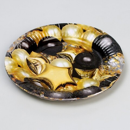 Тарелка  Черное Золото Шары 18см 10шт.