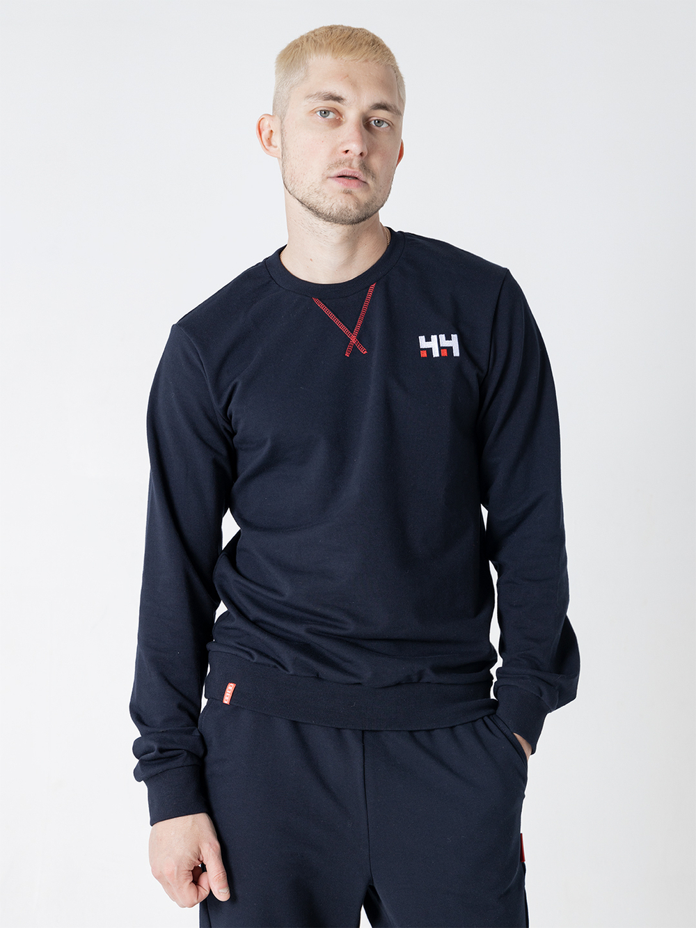 Свитшот мужской с вышивкой 44 Город Горький синий