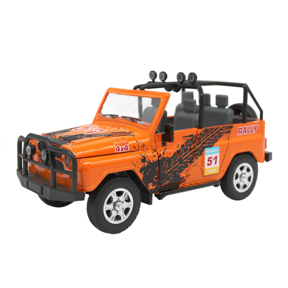 Модель 1:24 УАЗ-469 "RALLY", оранжевый, откр. двери, капот, задняя дверка, свет, звук, инерция
