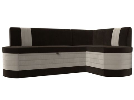 Диван кухонный угловой Токио правый угол, Коричневый\Бежевый, Микровельвет, 28652