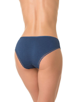 Хлопковые трусики-слипы с обработкой плоским кружевом (Размер: M) (Цвет: бежевый)