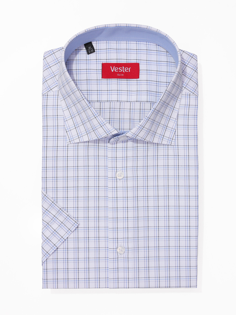 Сорочка мужская VESTER короткий рукав, клетка, хлопок/пэ 860141 34