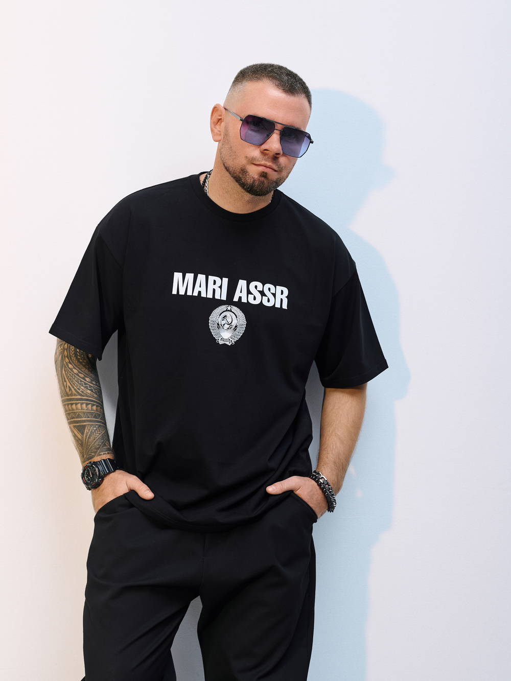 Футболка оверсайз унисекс " MARI ASSR" черный