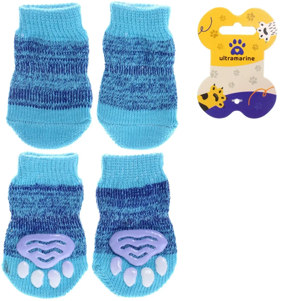 Носочки для животных «LAPUSIK», однотонные, цвет синий, размер l, 3,5см